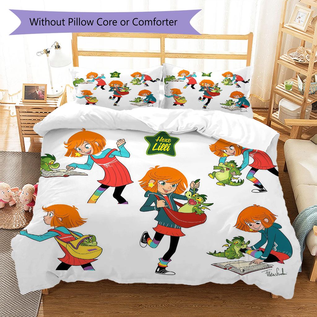 Lilli Witch Bedding Quilt Set Quilt Cover Pillowcase Home Decoration Birthday Gift (1 * duvet cover + 2 * pillowcase, without core)