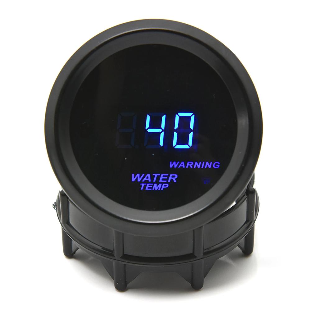 52mm Water Temperature Gauge Blue LED Light with 16mm-40mm Joint Pipe Adapter Black/Blue with Water Temp 1/8NPT Sensor