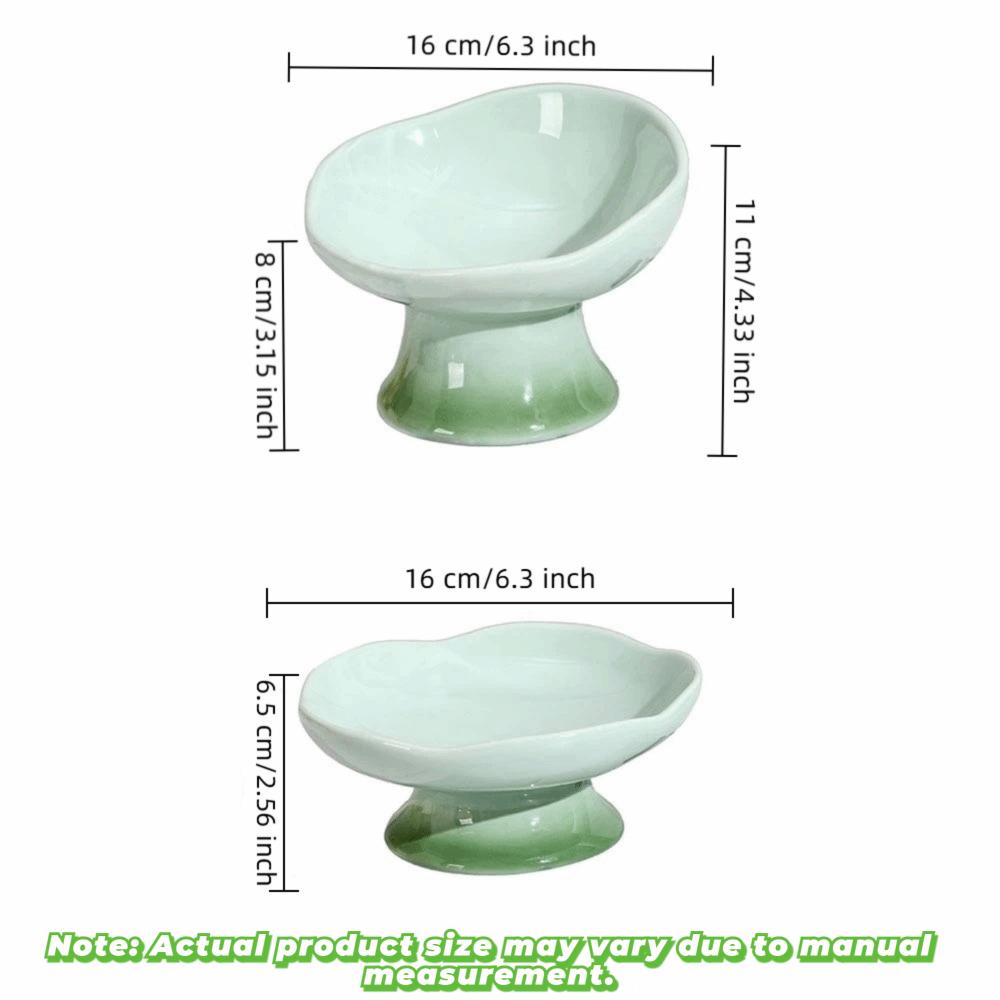 Flower Shape Ceramic Cat Bowl Anti-Tip Tall Footed Pet Food Water Feeders Anti-Slip Oblique Mouth Elevated Cat Bowl