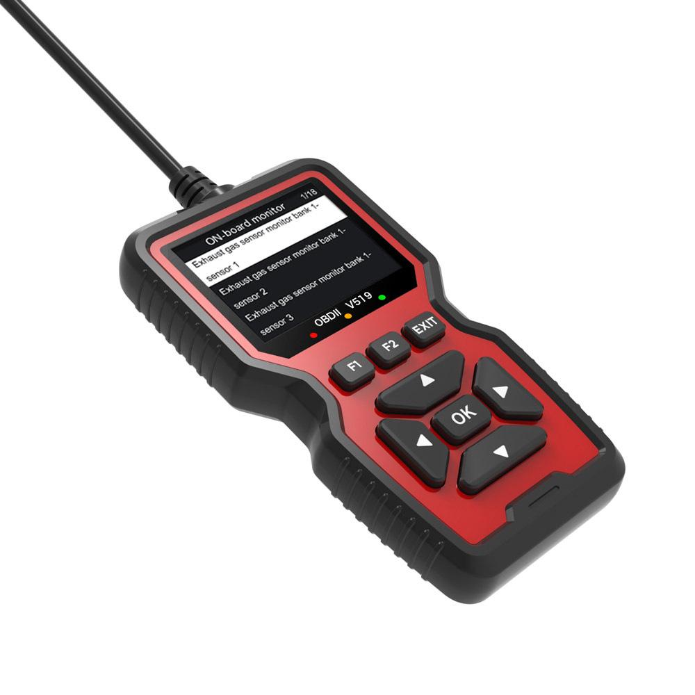 OBD2 Автоматическая диагностика неисправностей двигателя, детектор, считывающая карта V519, многоязычная