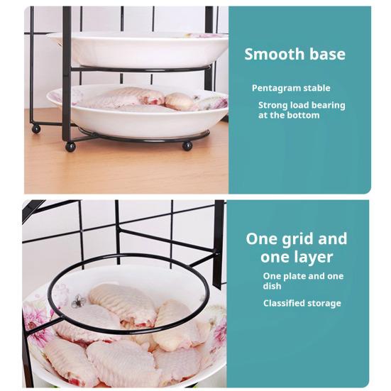 Dish Storage Rack Multi-Layer Design Large Capacity Rustproof Corrosion Resistant Kitchen Countertop Storage Holder Food Preparation Rack