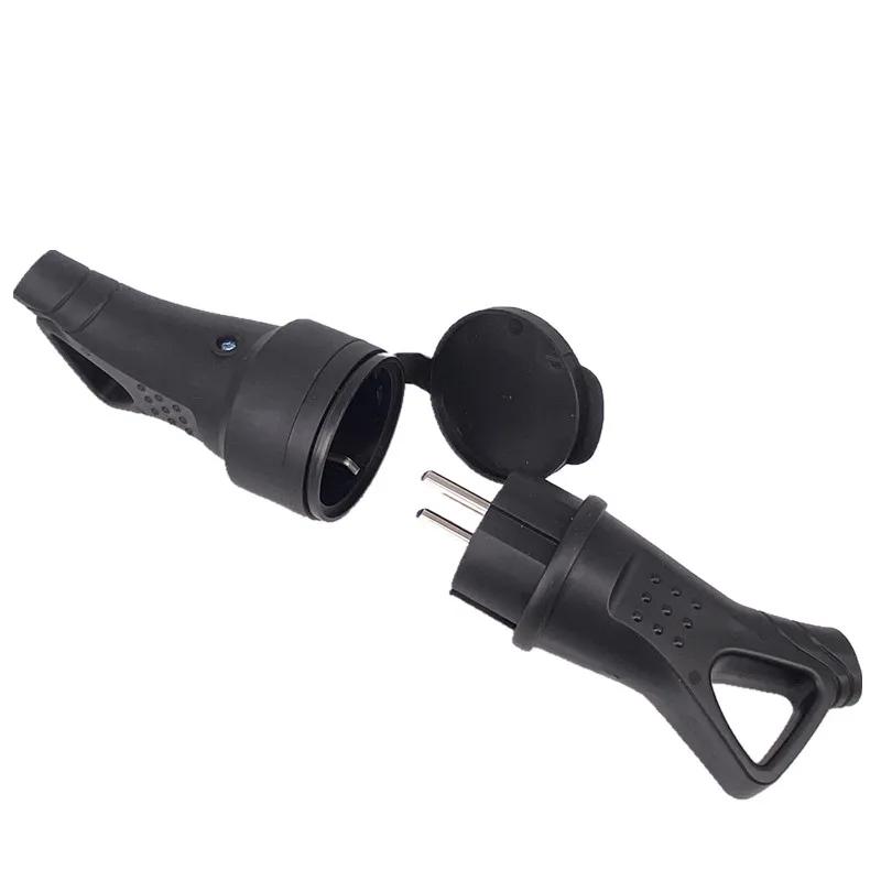 Водонепроницаемая резиновая вилка с заземлением, европейский разъем с крышкой IP54 для самостоятельной сборки силового кабеля, 16А 250В