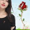 Rhinestone Enamel Red Rose Brooches for Women Alloy Flower Weddings Banquet Party Brooches Valentine Day Gifts