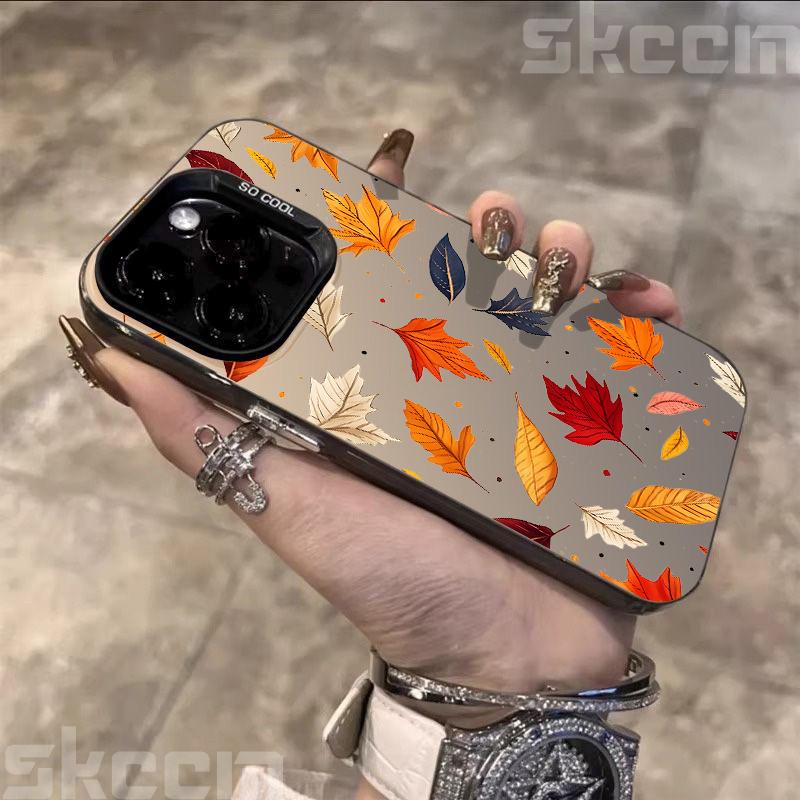 Для Samsung Galaxy S20 S21 S22 S23 S24 S25 Plus Ultra FE A53 A54 A55 Чехол Осенний Цвет Опавший Лист Посеребренная Крышка