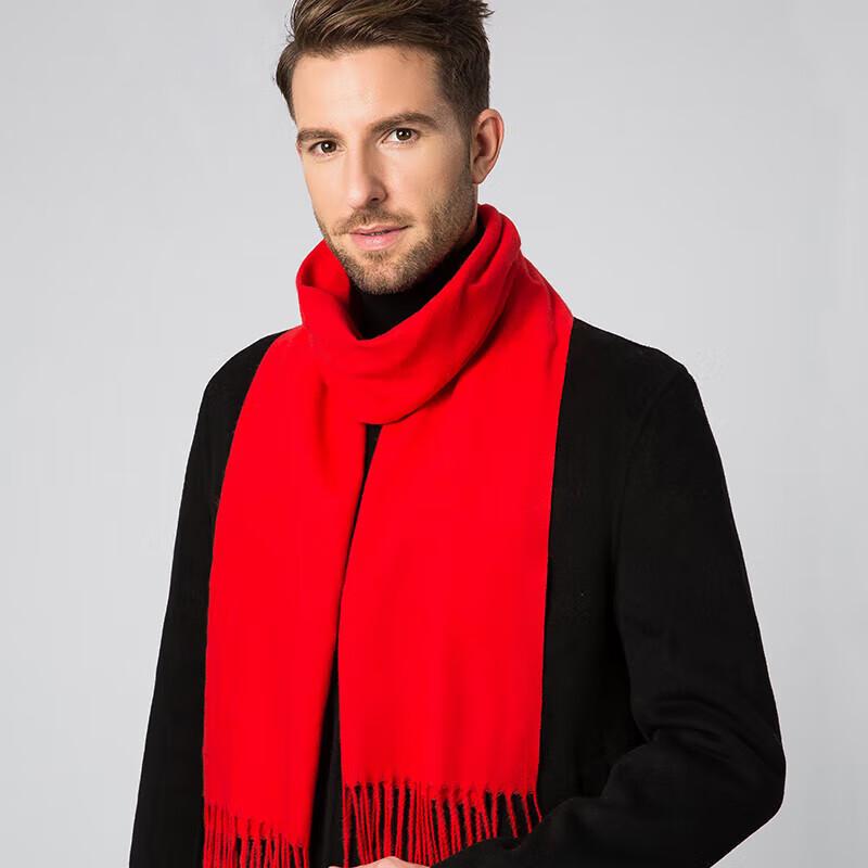 YUZHAOLIN Red Scarf Customized Embroidered Logo for Annual Meeting, Chinese Red Women's Winter Red Scarf, Red Wrap
