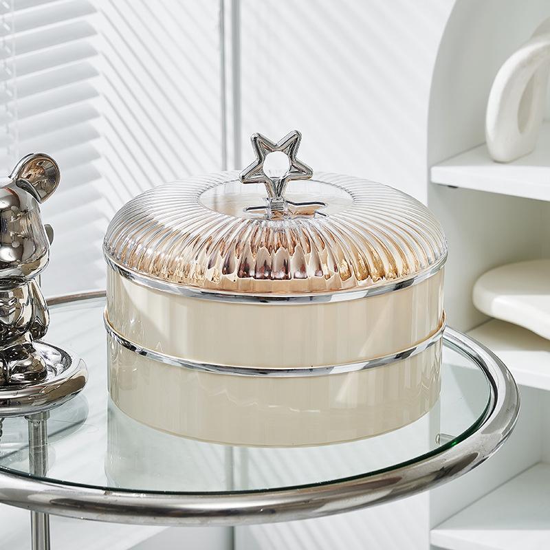 Light Luxury Star Fruit Plate Living Room Multi-layer Nut Candy Plate Divided Into Lattice with Lid Cream Air-dried Fruit Plate Snack Box