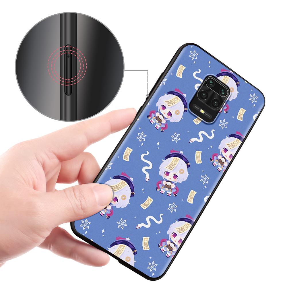 Чехол для телефона Cartoon Genshin Impact для Xiaomi Redmi Note 9S 9 8 10 11 Pro 9C 9A 7 8T 7A 8A 6A 6 10S, черный, мягкий силиконовый чехол