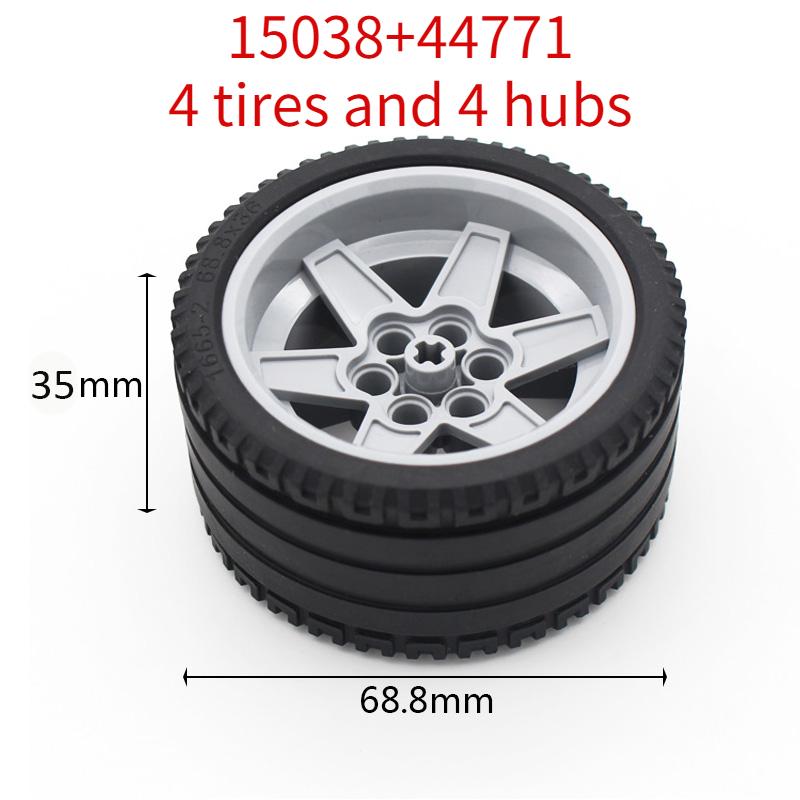 MOC Техническое Колесо с Шиной Ступица DIY Кирпичи Автомобиль Грузовик 44309 70695 15413 Строительные Блоки Совместимые Мотоцикл Гонки Игрушки