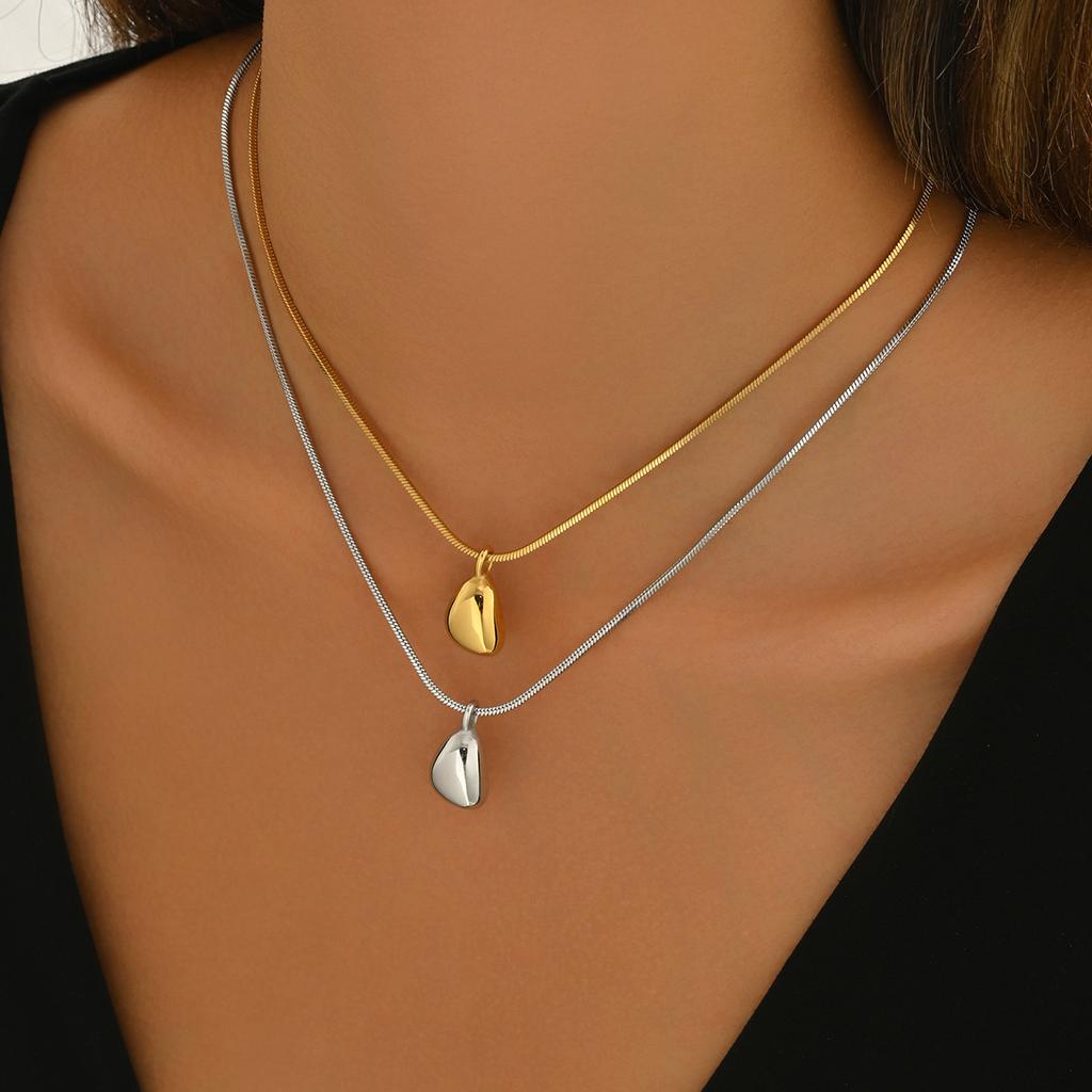 Geometric Light Luxury Women's Necklace Niche Ring Water Drop Design Simple Long Clavicle Chain Popular Necklace Women