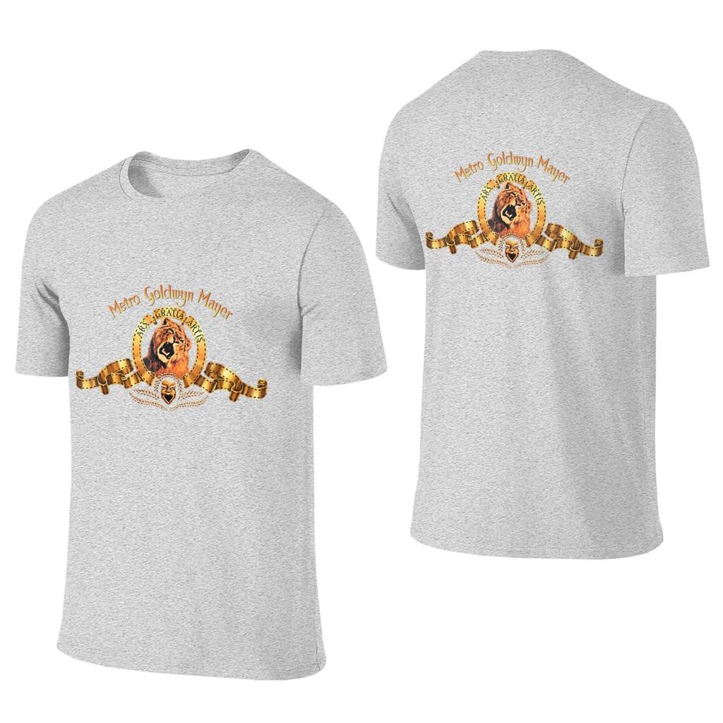 Mgm Retro Lion Logo Short Style Reversible Tshirt Artistic And Minimalist Morandi Colors Unisexs Tshirts