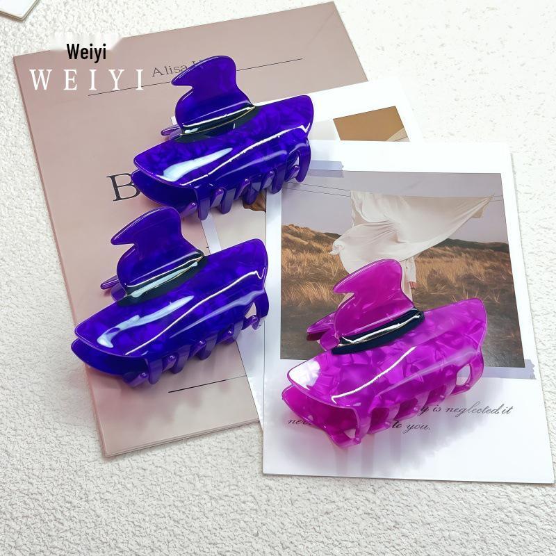 Cross-border Halloween Acrylic Hair Clips with Cartoon Witch Hat Design