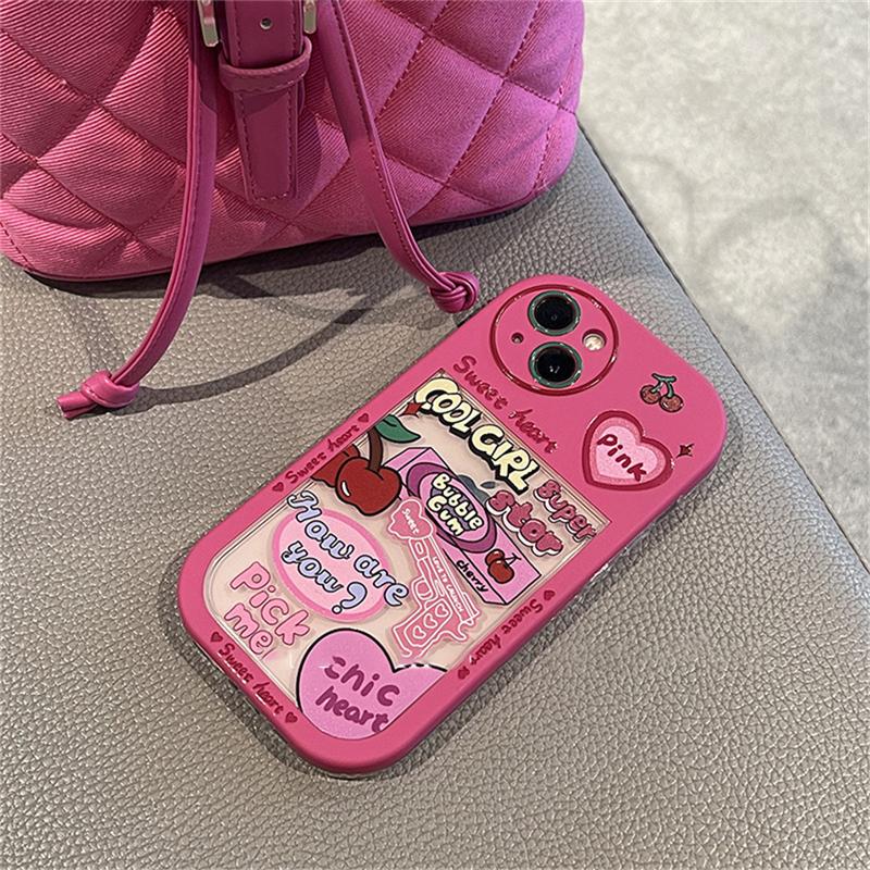 Ins Korea Y2k Pink Bubble Gum 2 в 1 чехол для телефона Iphone 13 12 11 Pro Xs Max X Xr противоударная мягкая задняя крышка с рисунком вишни