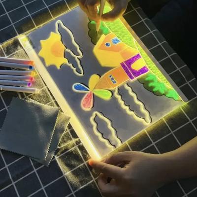 Светодиодная доска для рисования с 7 ручками, многоразовая блокнот для заметок, акриловая, настенная или настольная, светящаяся доска для эскизов, светящаяся доска для сообщений для детей и взрослых