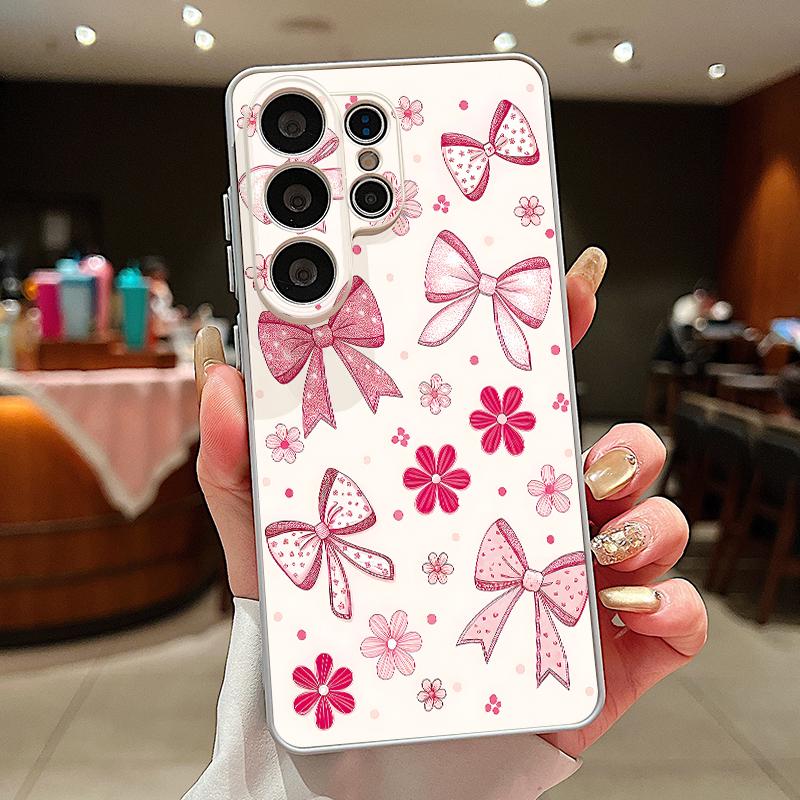 Милый мультяшный принт с бантами Магнитный чехол для Samsung S26 Ultra S25 Edge S24 FE S23 S22 Plus A54 A15 A35 A55 A16 A36 A56 A17 A37 A57 5G Матовый чехол