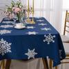 Christmas Tablecloth Rectangle, Table Cloth with Snowflake Decorations, Heavy Weight & Spillproof Table Cover for Dining, Party & Holidays
