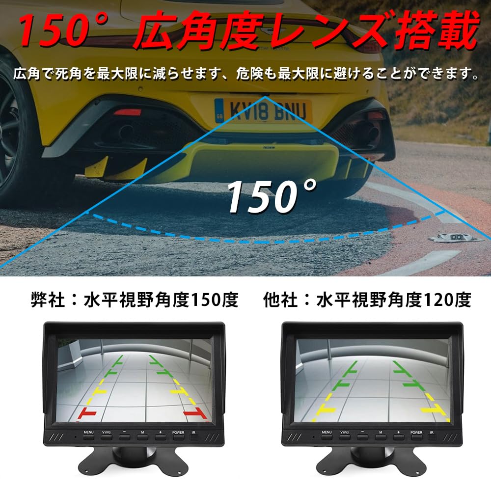 NOAUKA Камера заднего вида с широким углом обзора, Горизонтальный угол, 150°, 1 миллион пикселей, CCD-сенсор, Ночь