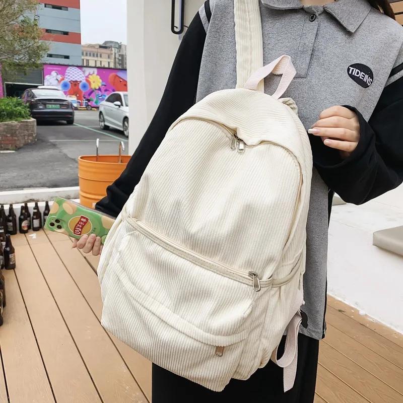Школьная сумка женская колледж день рождения отдел ленивый ветер простой все стирать вельветовый рюкзак рюкзак для старшеклассников