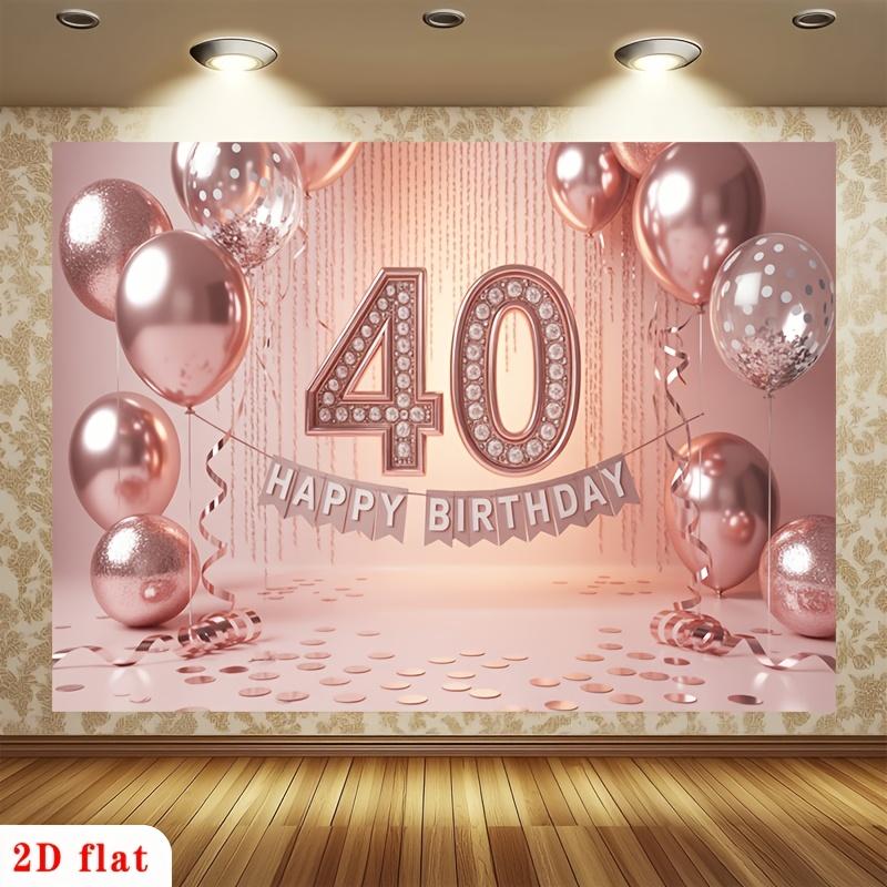 2D Plane - Rose Gold 40th Anniversary Banner Decorative Polyester Background