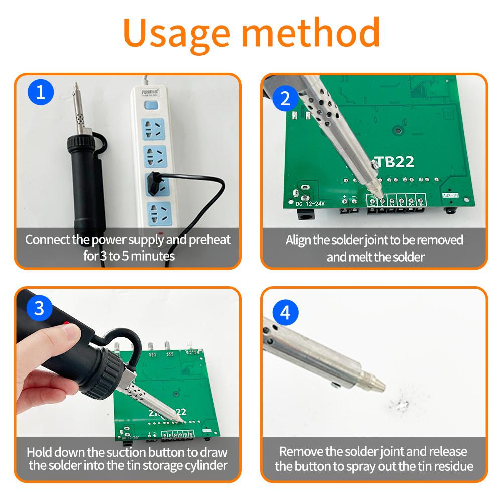 220V Electric Desoldering Pump Suction Tin Vacuum Removal Tool Removal Hand Welding Tools Solder Iron Desolder Gun