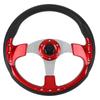14-inch Racing Steering Wheel, 6-Hole Hub Adapter for Car Steering Wheel, PU & Aluminum, Universal Driving Wheel with Vehicle Horn Button (Red)