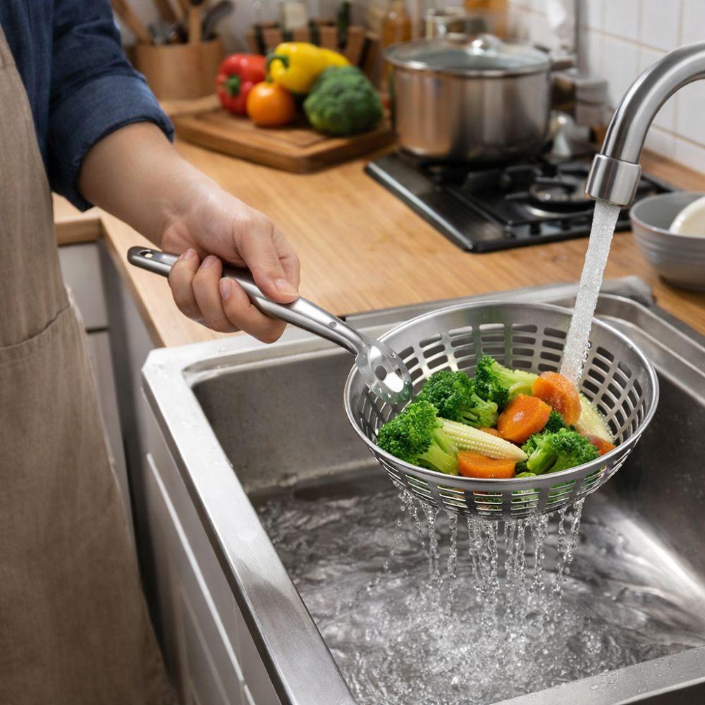 Anti-scald Long Handle Skimmer Heavy Duty Kitchen Strainer Food Straining Spoon Kitchen Tool