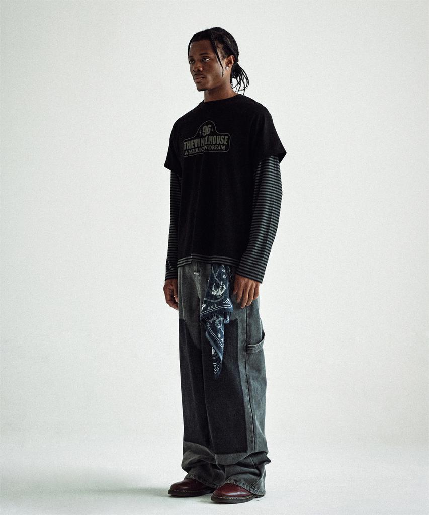 THEVINYLHOUSE 96 Layered Ls Tee Black