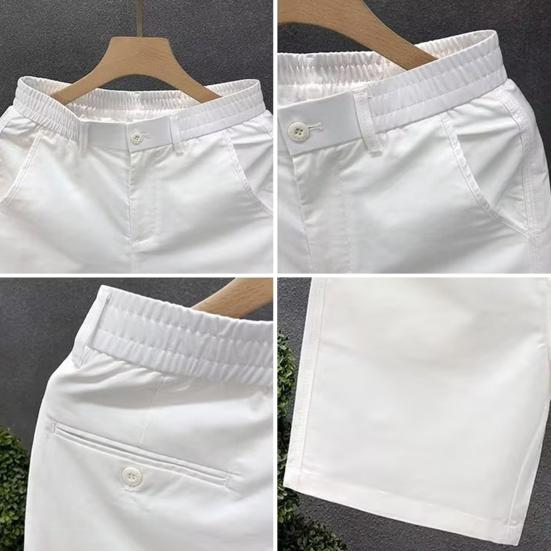 Мужские повседневные шорты со средней посадкой и эластичным поясом на молнии, пляжные шорты сплошного цвета, прямые