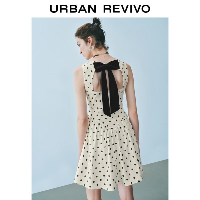 Женское платье UR 2025 Осень Французский горошек Бант Без рукавов А-силуэт