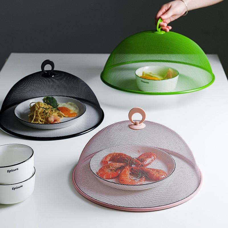 Breathable Mesh Food Protector Round Anti-flying Dish Cover Portable Dustproof Lid for Home Outdoor Kitchen Use