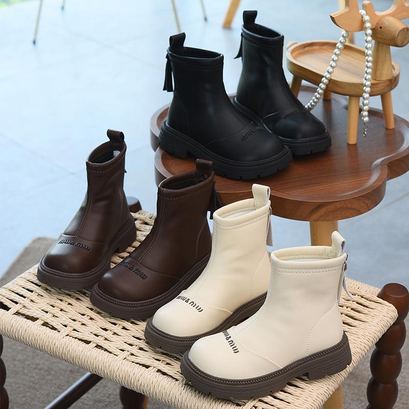 Водонепроницаемые кожаные хлопковые ботинки для девочек - Осень/Зима 2025 Стиль Мартин