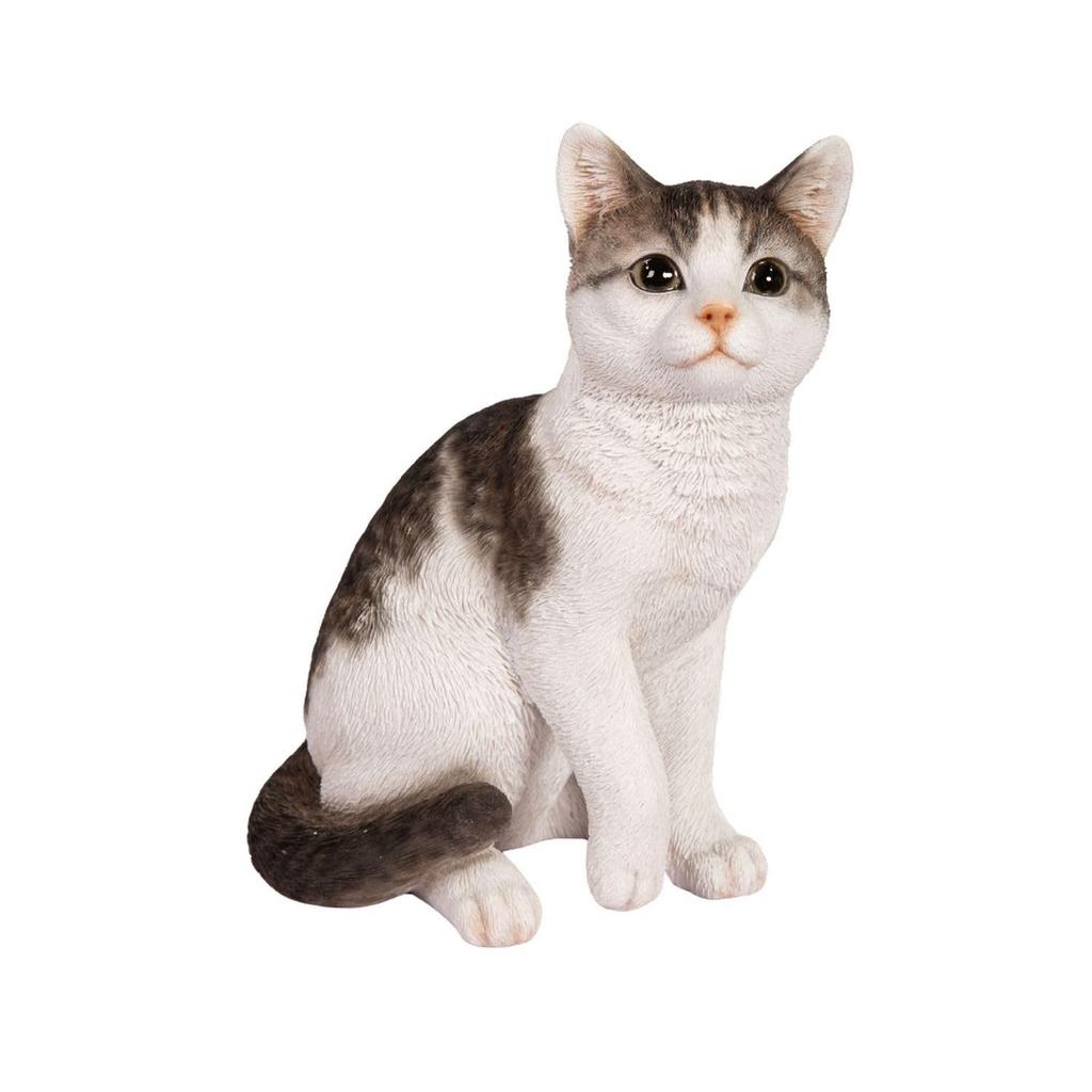 Ubia Sitting Tabby and White Cat (Medium) 18.7 X 12.5 X 22.5 Cm Doll Figurine Ornament Animal Garden Decoration Cat H15132-22