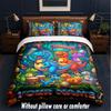 Dinosaur Theme Custom Text Or Name 3Pcs Bedding Set,1 Flat Sheet & 2 Pillowcases Personalized Home Bedding