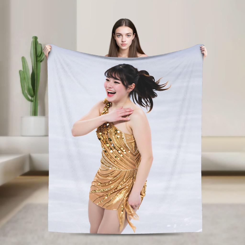 Alysa Liu Warm Blanket For Living Room Trend Throw Blanket Winter Travel Office Flannel Bedspread