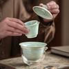 Crystal Glaze Travel Tea Set, Kiln Change Express Cup Cover Bowl, Household Kung Fu One Pot Two Cups Outdoor Portable Bag