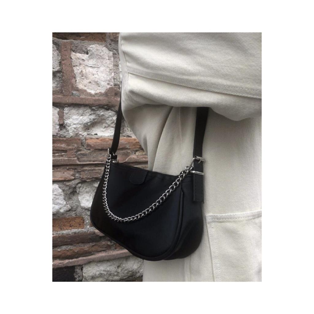 Black Chain Baguette Women's Bag