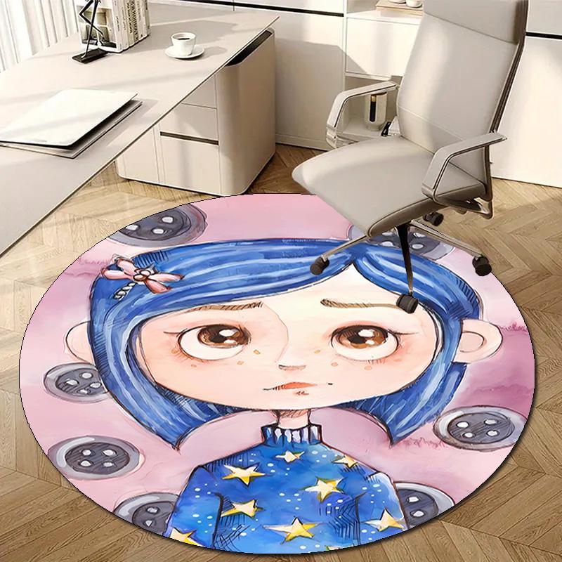 1pc Coraline Design Printed Area Round Carpet for Bedroom Living Room Home Decor Rugs Mat Non Slip Mat Rug for Bedside