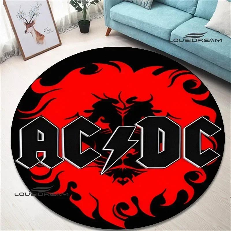 Rock band AC/DC retro printed round carpet bedroom beautiful carpet non -slip door pad floor mats area rug birthday gift