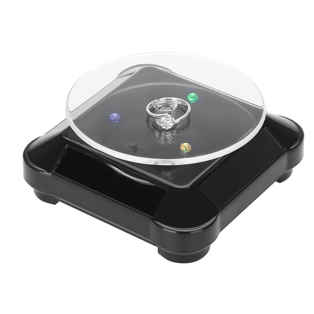 Солнечная витрина 360 вращающийся поворотный стол часы телефон ювелирные изделия дисплей стенд светодиодный свет (черный)