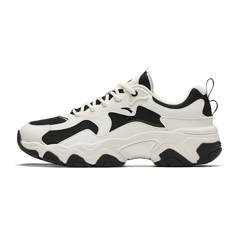 Anta Starry Sea Thick Sole Height Increasing Low Top Casual Shoes Women Sneakers Beige Black 922428807-5