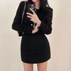 Твидовый костюм-юбка с жемчужными пуговицами в стиле French Chic: Коллекция Весна/Осень 2026 - Женский комплект из двух предметов: куртка с круглым вырезом и короткая юбка.