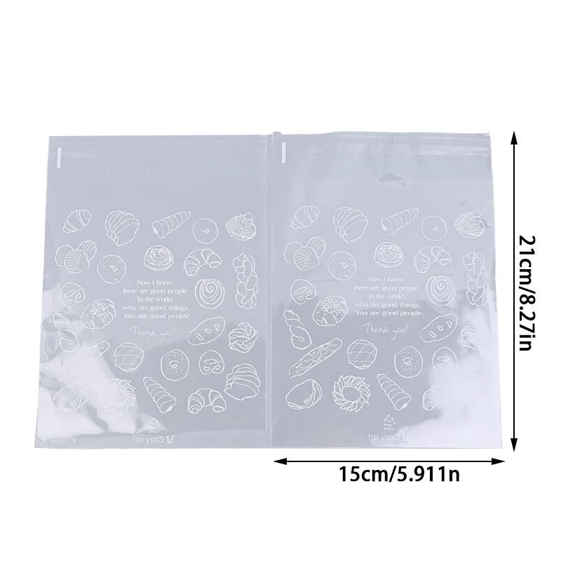 100 шт. прозрачные печатные самоклеящиеся пакеты для выпечки хлеба, подарочные пакеты для конфет, хлеба, самозапечатывающиеся пакеты для вечеринки, дня рождения