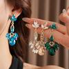 Inlaid Rhinestone Hollow Water Drop Flower Earring for Women Light Luxury Palace Style Drop Earrings Exaggerated Zircon Gifts