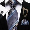 Ties for Men Plaid Check Silk Necktie Gold Brooch Hanky Cufflinks Designer Set