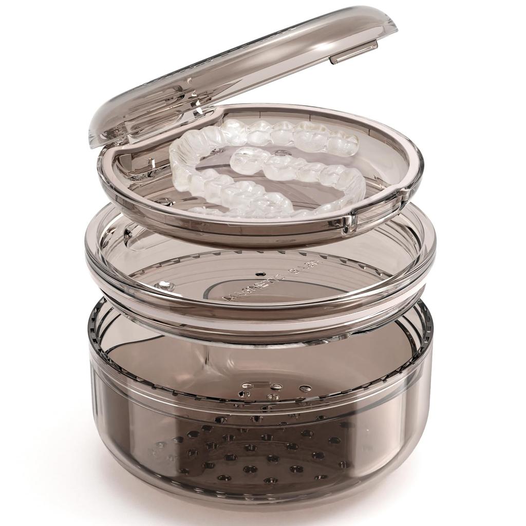 Футляр для чистки фиксаторов зубных протезов 2 в 1 Футляр для чистки фиксаторов Непротекающая ванна для зубных протезов Чашка для полного ухода за зубными протезами