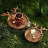 Appetizer Platter Decorative Food Dish Plate with Antler Handle Charcuterie Board Breaded Steak Dinner Plate Dessert Snacks Tray