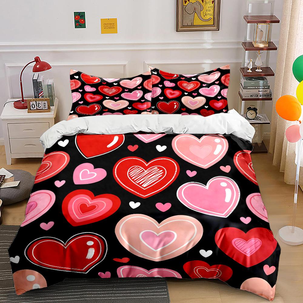 Colorful heart pattern background Print Bedding Set 1 Duvet Cover 2 Pillowcases for Adult and Children Luxury Gift Full Size