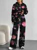 Tie-dye European, American autumn and winter 1116 casual long-sleeved suit women's hooded sweater trousers two-piece flower set