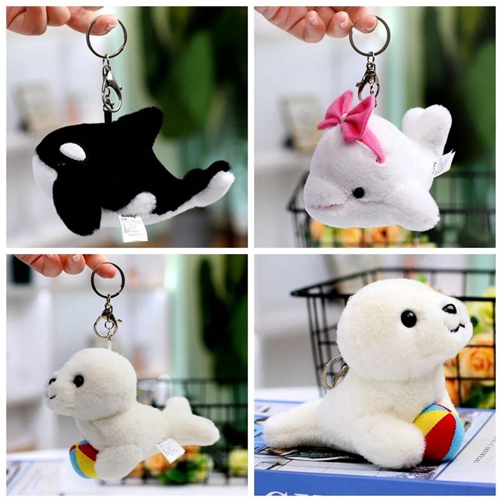 Marine Animal Seal Pendant Stuffed Toy Whale Plush Keychain Dolphin Keychain Kids Gift