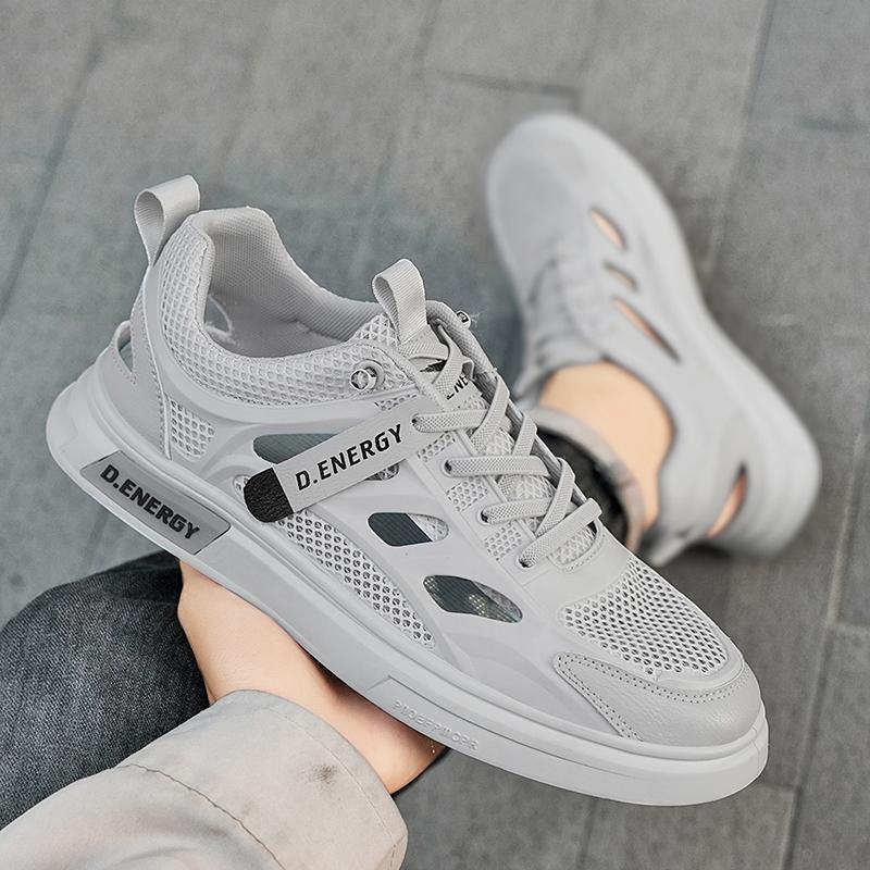 Мужская летняя сетчатая перфорированная дышащая нескользящая сетчатая обувь белая обувь повседневная спортивная модная обувь дышащие тонкие сандалии