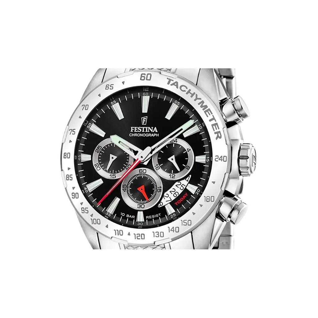 FESTINA Chrono Sport Кварцевые мужские часы из нержавеющей стали с черным циферблатом F20668-4 100M